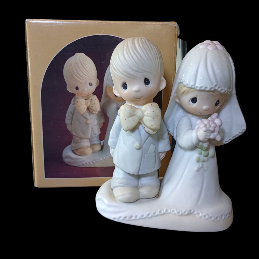 Precious Moments Bride & Groom Cake Topper The Lord Bless You and Keep You 1979